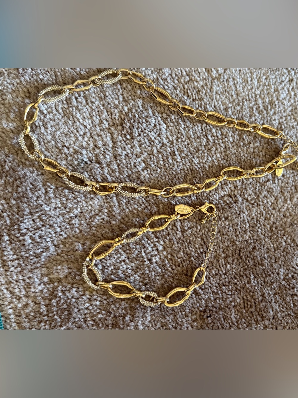 Ann Taylor Gold Link Chain Necklace and Bracelet Set - Women's Fashion Jewelry